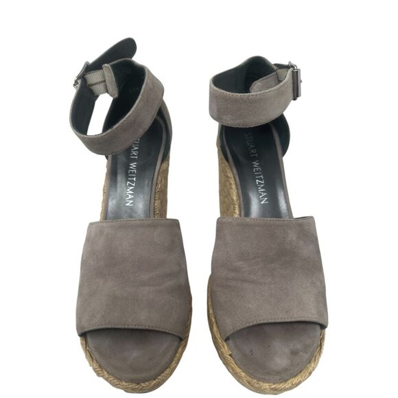 Stuart Weitzman Soho Jute Gal Platform Espadrille Topo Taupe Suede Leather 6.5 - Picture 4 of 14